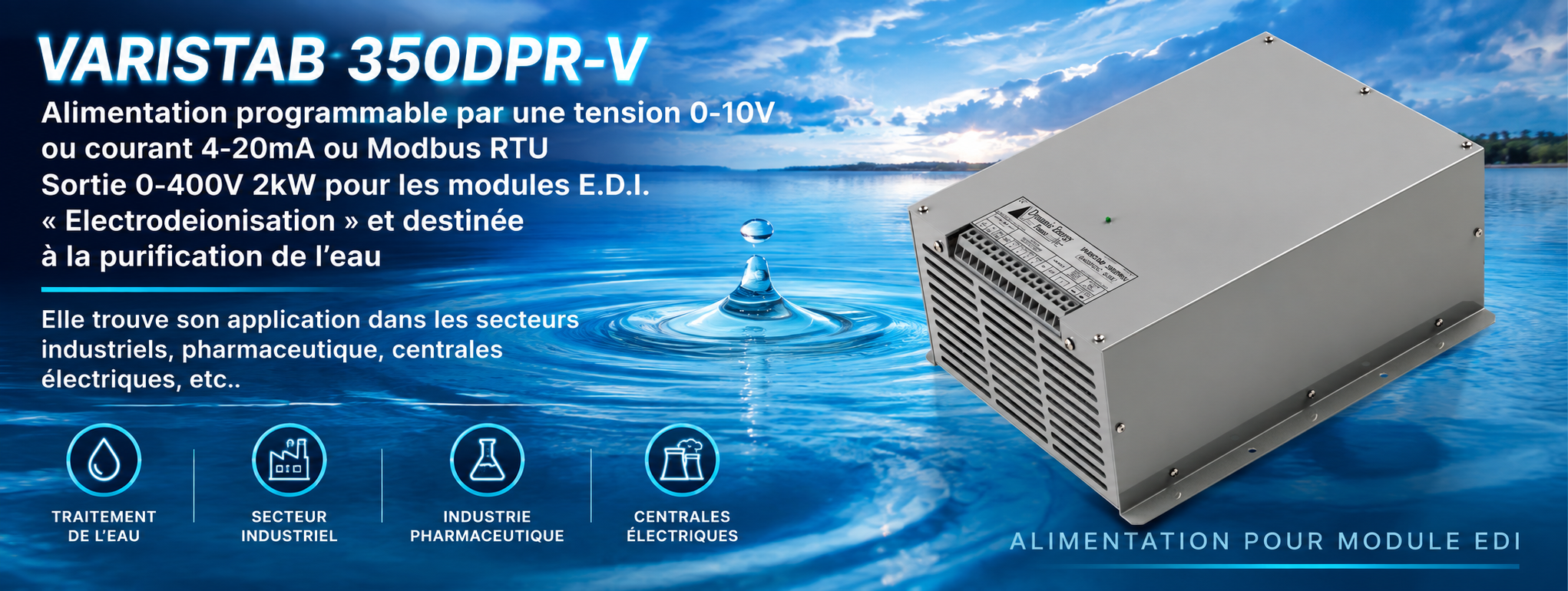 Module industriel sur fond aquatique